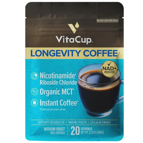 Vista 5 de VitaCup Gut Health Instant Coffee, Prebiotic Fiber Blend w/Inulin, Nutriose & Psyllium Husk, Digestive Support, Medium-Dark Roast, 100% Arabica