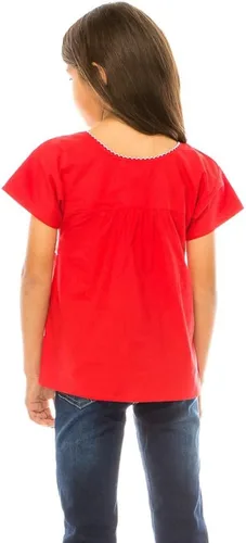 Vista 5 de Blusa bordada tradicional Puebla Mexicana para niña talla 4-14