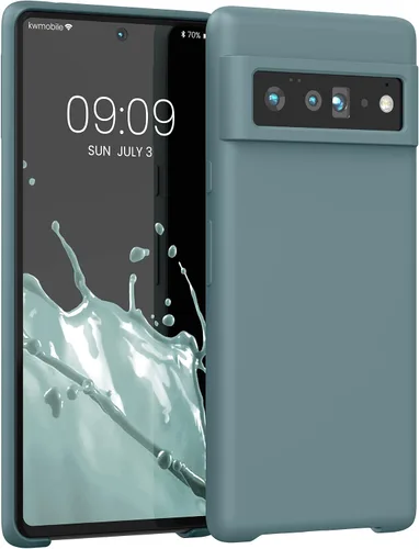 Vista 64 de kwmobile Funda Compatible con Google Pixel 6 Pro - Funda de teléfono de silicona TPU con acabado suave - Azul Arrecife