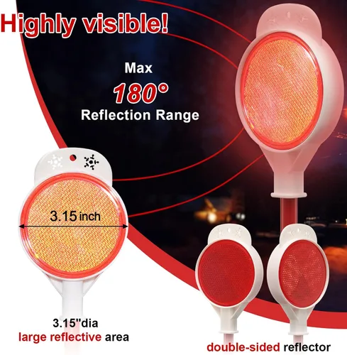 Vista 2 de Marcadores reflectantes de entrada – Reflectores de entrada de 50 pulgadas de alta visibilidad de doble cara con poste de acero inoxidable extra