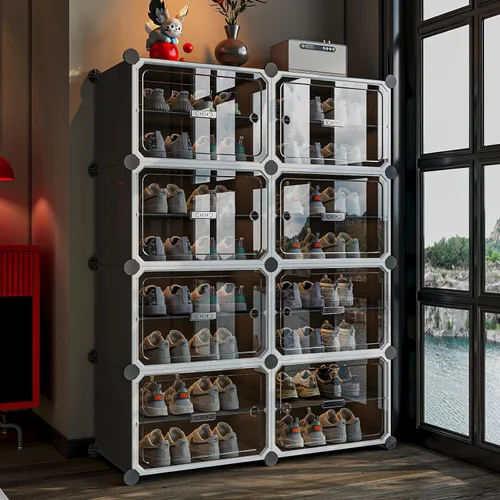 Vista 8 de MAGINELS Zapatero, Mueble Zapatero Expandible Fácil de Montar. Almacenamiento de Zapatos con Puerta, Entrada, Armarios, Pasillo y Dormitorio. Tiene