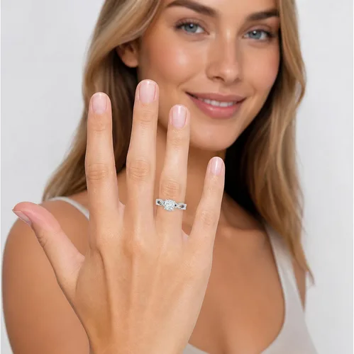 Vista 3 de Houston Diamond District Twisting Infinity Gold and Diamond Split Shank Pave Set Diamond Engagement Ring I-J I2 Round Brilliant Cut/Shape Center Oro