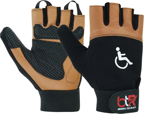 Vista 10 de BTR Guantes para Silla de Ruedas para Hombres y Mujeres Guantes para Movilidad y Discapacidad con Diseño Transpirable, Ligero, Agarre Negro