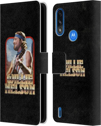 Vista 10 de Head Case Designs Officially Licensed Willie Nelson Black and White Grunge Leather Book Wallet Case Cover Compatible with Moto E7 Power/Moto E7i