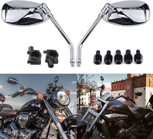Vista 11 de Espejos laterales retrovisores para manillar de motocicleta, 0.394 in para Honda Sports Bike Cruiser Chopper Dirt Bike Scooter