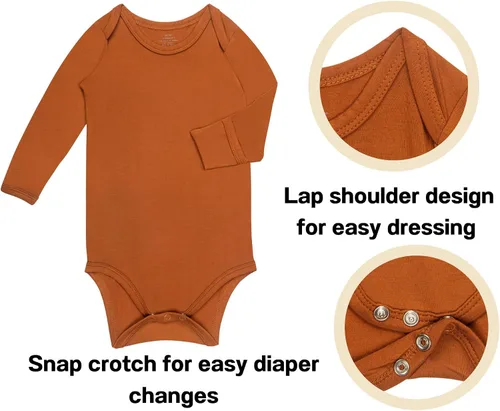 Vista 2 de Body de bebé con puños de manopla, pijama de manga larga de rayón de bambú para niños y niñas