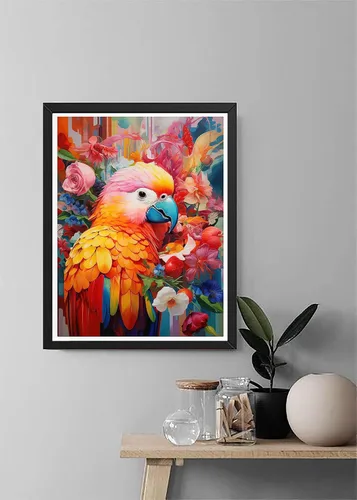 Vista 4 de Diymood Kits de pintura de diamantes 5D para adultos loro – Kits de arte de diamantes para adultos flor Taladro completo redondo Imagen