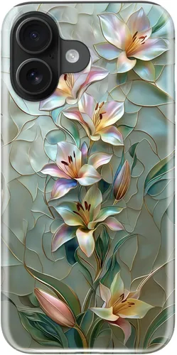 Vista 39 de LUMARKE Funda para iPhone 14/iPhone 13, lindo Y2K floral, carga inalámbrica Mosaico Tortuga Shell