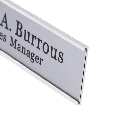 Vista 4 de Placas de identificación personalizadas de aluminio para oficina, impresión en caliente, añade imagen con logotipo, placas de nombre personalizadas