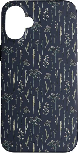 Vista 23 de Funda neutra Boho Dry Wildflower Meadow Botanical (azul marino) para iPhone 16
