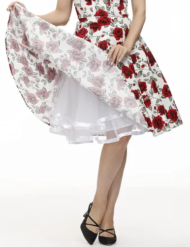 Vista 5 de Belle Poque Faldas de tutú de Navidad de los años 50 para mujer (3 capas), Blanco, púrpura