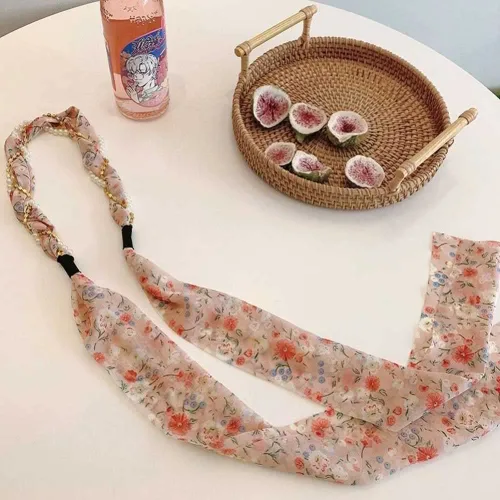 Vista 6 de 2 bandas de pelo retro de satén, bandas cruzadas anudadas para niñas y mujeres bohemias, accesorios de clip de tela antideslizante