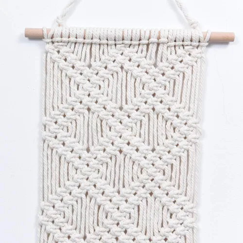 Vista 2 de Ebristar Tapiz de macramé para colgar en la pared, bohemio y chic hecho a mano, arte de pared rústico moderno, decoración del hogar, apartamento