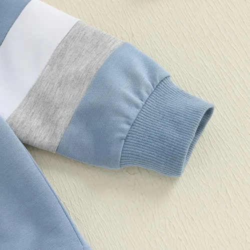 Vista 20 de Kuriozud Conjunto de 2 piezas de sudadera con cuello redondo y pantalones deportivos para niños pequeños para otoño e invierno
