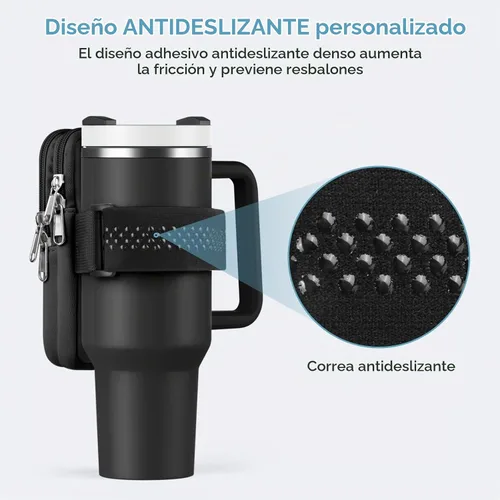 Vista 4 de Bolsa para botella de agua para Stanley Cup de 40 onzas, 30 onzas, bolsa para botella de agua para correr, tarjetas, llaves, teléfono, accesorios