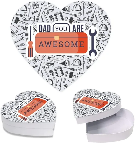 Vista 26 de Andaz Press Caja de regalo de cumpleaños en forma de corazón para papá con tapa, caja de corazón para el mejor chef para dulces, dulces, chocolates