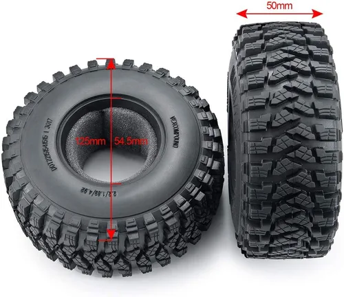 Vista 2 de 4pcs 2.2'' neumáticos de goma con espuma para 1/10 RC Axial Wraith 90048 RR10 Neumáticos OD 4.921 in, Pieza de actualización RC Crawler
