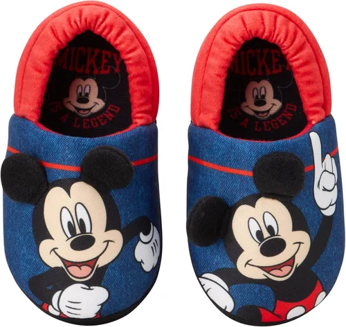 Vista 4 de Disney Boys Mickey Mouse Slippers Cozy Plush Fuzzy Slippers Non-Slip Non-Skid Slippers for Boys ToddlerLittle Kid