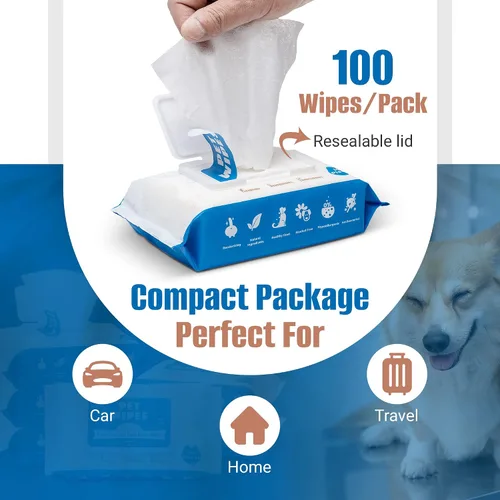 Vista 7 de Toallitas de aseo para perros – 200 unidades / 2 paquetes de toallitas de limpieza sin perfume para gatos – Toallitas para mascotas a base