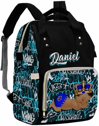 Vista 21 de Artsadd Bolsa de pañales con nombre personalizado para bebé, mochila para mamá y papá, pattern 01, Mochilas Daypack