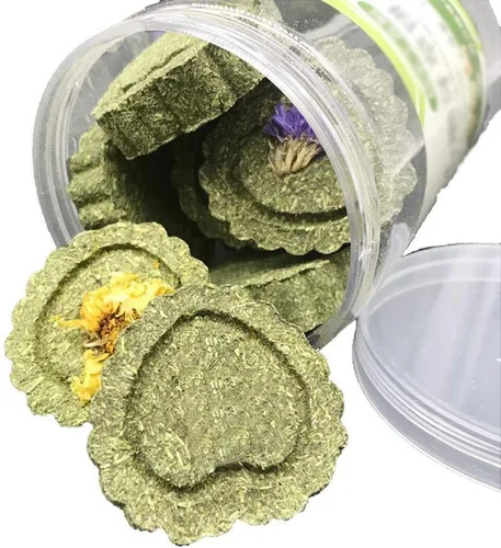 Vista 6 de Bunny Juguetes para masticar dientes, palitos molares de madera de manzana orgánica con círculos de heno de Timothy para conejo, chinchilla, conejo