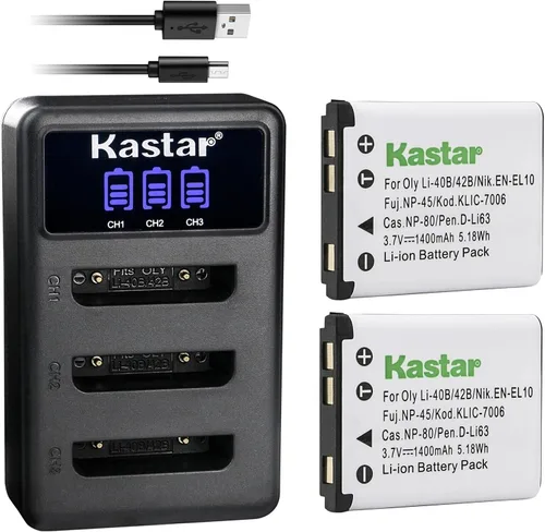 Vista 5 de Kastar Cargador de batería USB triple LCD compatible con Sealife Reefmaster DC-1200, DC1200, DC-1400, DC1400, DC-600, DC600, Tevion SZ 7, Z1400