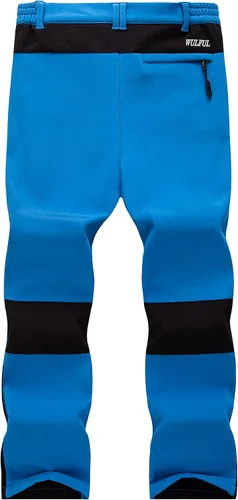 Vista 4 de WULFUL Pantalones de esquí de nieve impermeables para niños y niñas al aire libre de forro polar para senderismo, pantalones de snowboard aislados