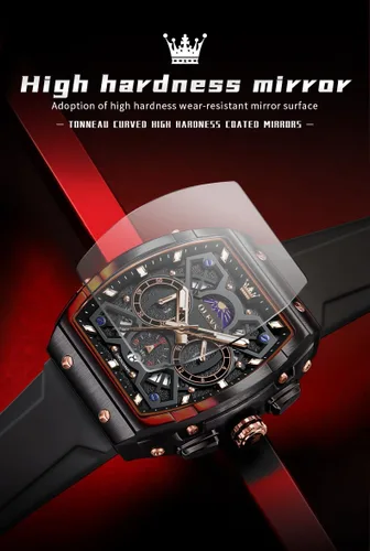 Vista 8 de OLEVS Relojes para hombre de lujo con cara grande, correa de silicona, impermeable, cronógrafo, bonito analógico, de cuarzo, casual, reloj