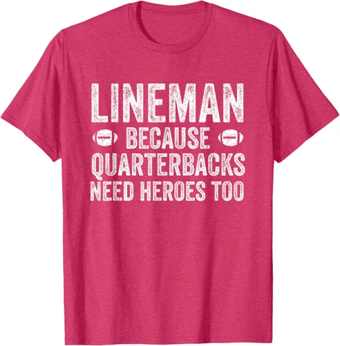 Vista 35 de Lineman Because Quarterbacks Need Heroes Camiseta de fútbol linieros S Negro