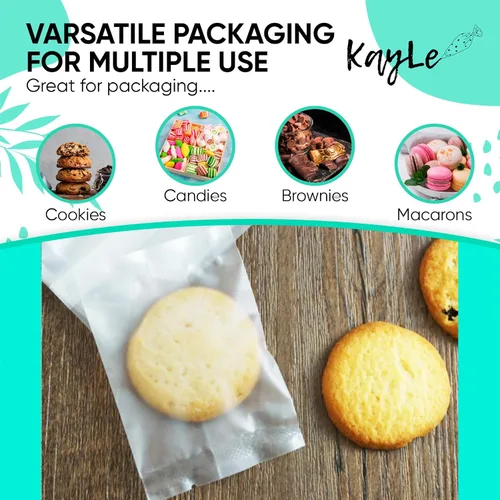 Vista 3 de KayLe Bolsas transparentes de 4.3 x 5.9 pulgadas, 100 bolsas de galletas termosellables para mascotas, bolsas de embalaje de panadería