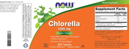 Vista 3 de Now Chlorella Tablets, 1000 mg, 200 tabletas - Microalgas de primera calidad sin OMG - Suplemento superalimenticio verde