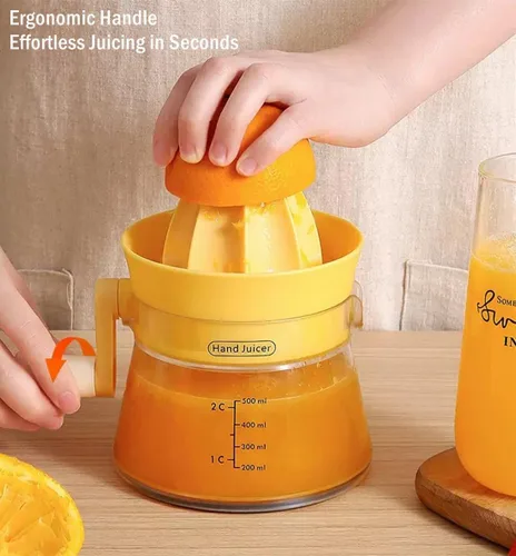 Vista 6 de Exprimidor manual de cítricos con manivela giratoria, prensa manual de gran capacidad de 16.9 fl oz para toronja limón, naranja, lima, extracción