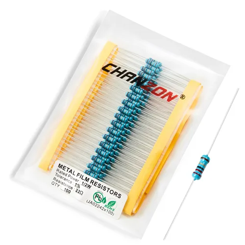 Vista 66 de Chanzon 100pcs 1/2W (0.5W) 1 Ω ohmios Resistencia fija de película metálica 0.01 ±1% Tolerancia 1R MF Orificio pasante Resistencias limitadoras