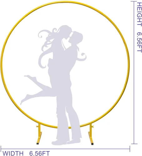 Vista 4 de Elevens Circle Balloon Arch Stand Round Metal Wedding Arch Circle Balloon Circle Backdrop Stand with Double bar Standing Base for Garden Yard