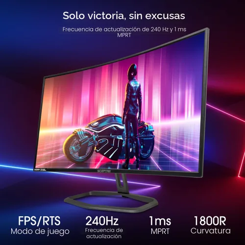 Vista 4 de Sceptre Monitor curvo para juegos FHD 1080p de 32 pulgadas hasta 240 Hz, 1 ms, 99% sRGB AMD FreeSync Premium Altavoces integrados, HDMI x3