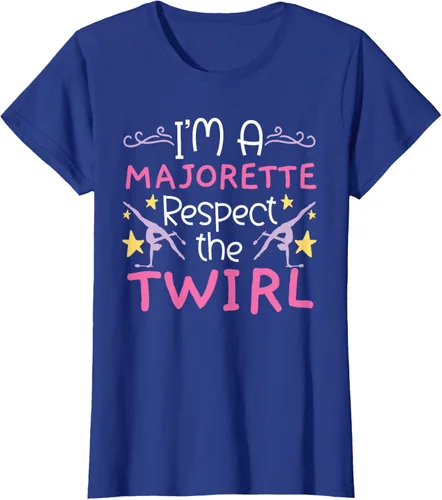 Vista 7 de Camiseta con texto en inglés "I A Majorette Respect The Twirl Baton Twirling", Negro