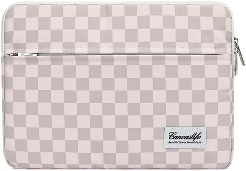 Vista 22 de Canvaslife - Funda de lona para laptop de 13 pulgadas con patrón de cuadros negros y bolsillo de 13 y 13.3 pulgadas