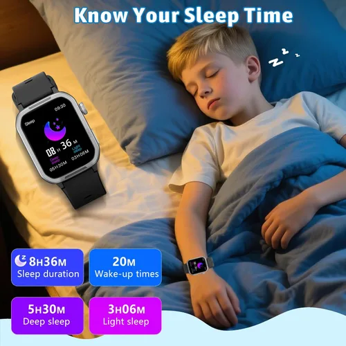 Vista 7 de Reloj inteligente para niños para niño niña, relojes para niños con 19 modos deportivos, frecuencia cardíaca, monitor de sueño, podómetro