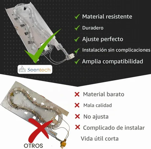 Vista 5 de Seentech 3387747 WP3387747 W11344457 Elemento calefactor para secadora compatible con secadora Whirlpool Kenmore Elite HE4 Maytag KitchenAid