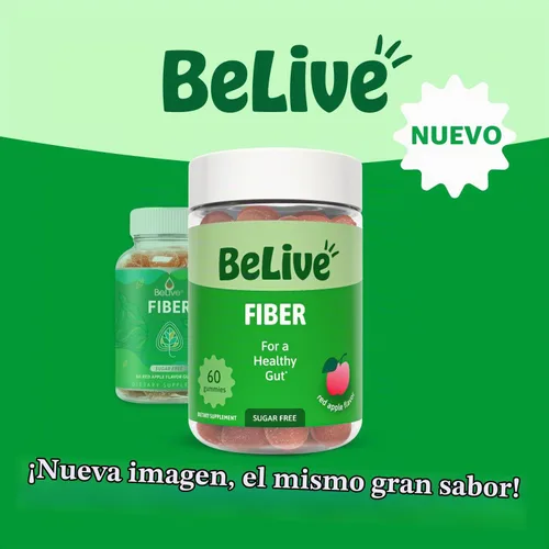 Vista 2 de BeLive Gomitas de fibra para regularidad y salud digestiva, cero azúcar, 60