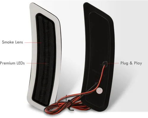 Vista 6 de AJP Distributors Lentes ahumadas LED blancas para parachoques delantero, luces de marcador lateral, reflector, compatible con pares/reemplazo