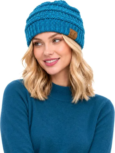 Vista 31 de C.C Exclusives Gorro de Punto de Cable - Gorros Gruesos, Suaves y Cálidos de Punto Grueso Chenille Teniente Mel Gris