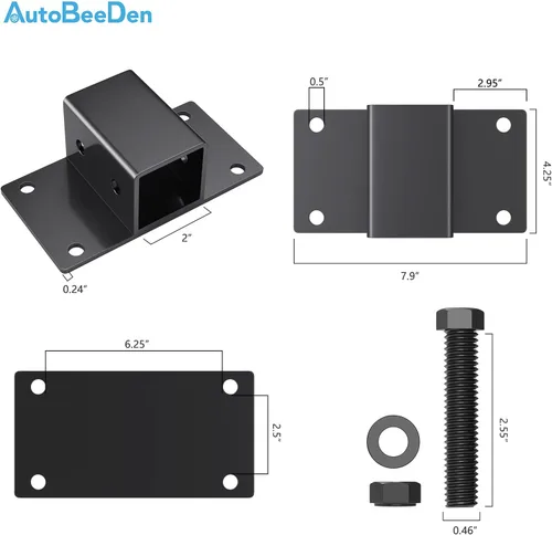 Vista 3 de Cubo de tractor con receptor de 2 pulgadas, receptor de enganche de remolque de 2 pulgadas, orificio de pasador de enganche de 5/8 pulgadas