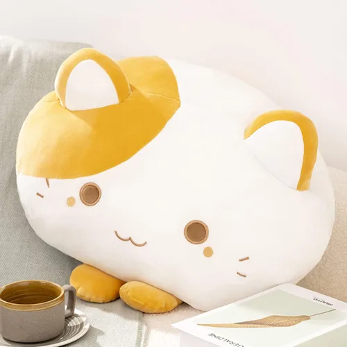 Vista 4 de Linda y suave y redonda de peluche de gato atigrado, juguetes de peluche para gatos y gatitos, almohada para abrazar, regalo para niños y amantes