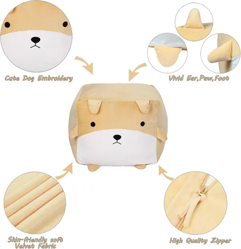 Vista 2 de Funda para puf de almacenamiento de animales de peluche para niños, lindo puf para niñas, tamaño grande, organizador de juguetes, solo sin relleno