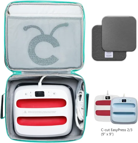 Vista 3 de MYBAGZING Funda de transporte de doble capa compatible con Cricut EasyPress 2 (9 x 9), bolsa de prensa térmica resistente, funda de almacenamiento