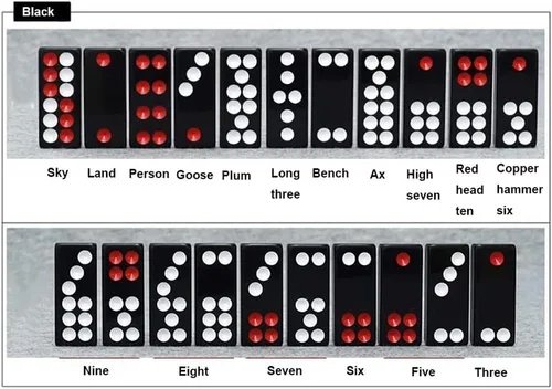 Vista 3 de Juego de 32 piezas de azulejos Pai Gow, dominó negro tradicional chino, Pai Gow, póker Pai Gow, el mejor juego de casino divertido juguete