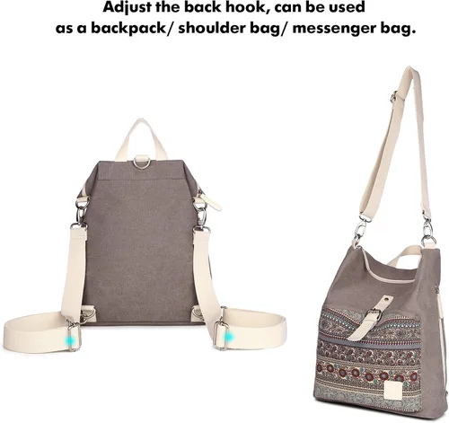Vista 3 de ArcEnCiel Mochila de lona para mujer y niña