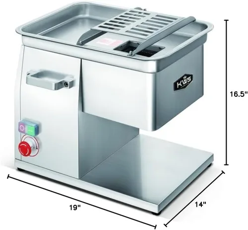Vista 4 de KWS SL-48 1320W 1.8HP Cortador eléctrico de carne fresca de acero inoxidable para restaurante/delicatessen/carnicería (0.118 in)
