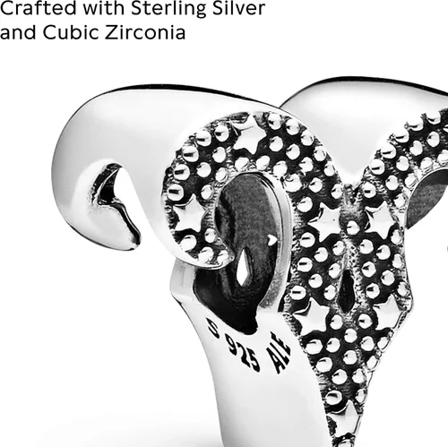 Vista 3 de PANDORA Joyería - Dije brillante de circonita cúbica del zodiaco Aries - Regalo para ella - Plata de ley, Metal, Circonita cúbica